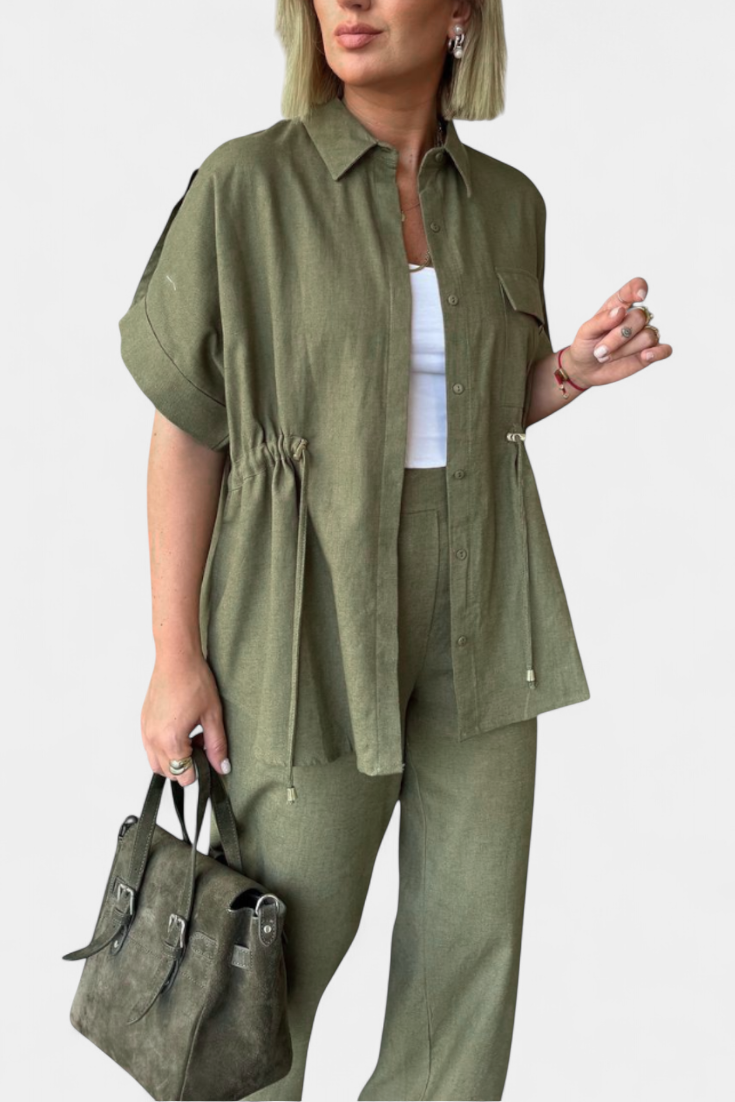 Marta Relaxed Fit Two-Piece Linen and Cotton Set