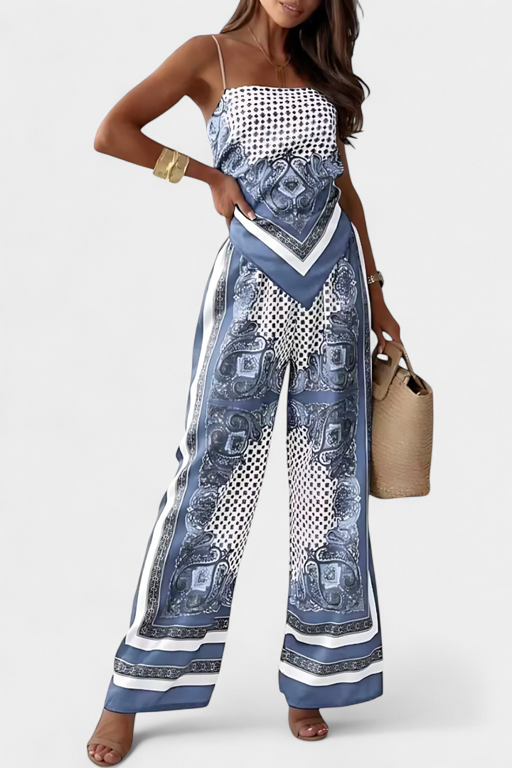 Adelina Paisley Set: Bandeau Top and Wide-Leg Pants