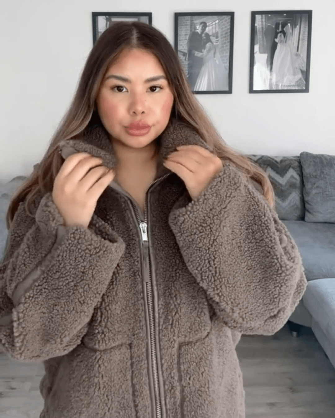 Francesca | Oversized Teddy Jacket with Stand Collar