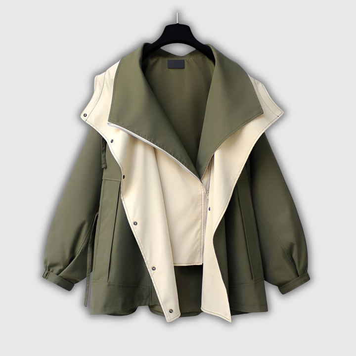 Delfina | Two-Tone Windbreaker with Stand Collar