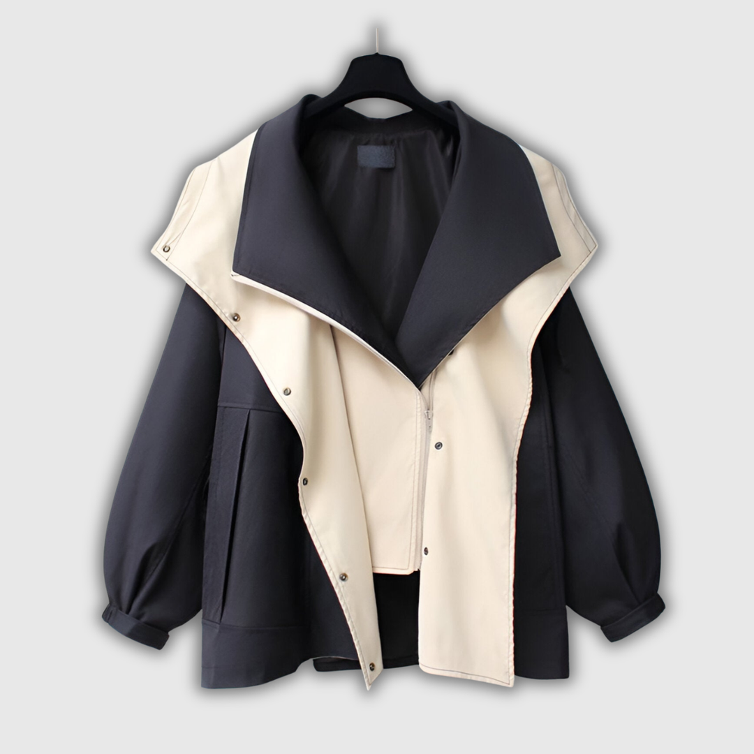 Delfina | Two-Tone Windbreaker with Stand Collar