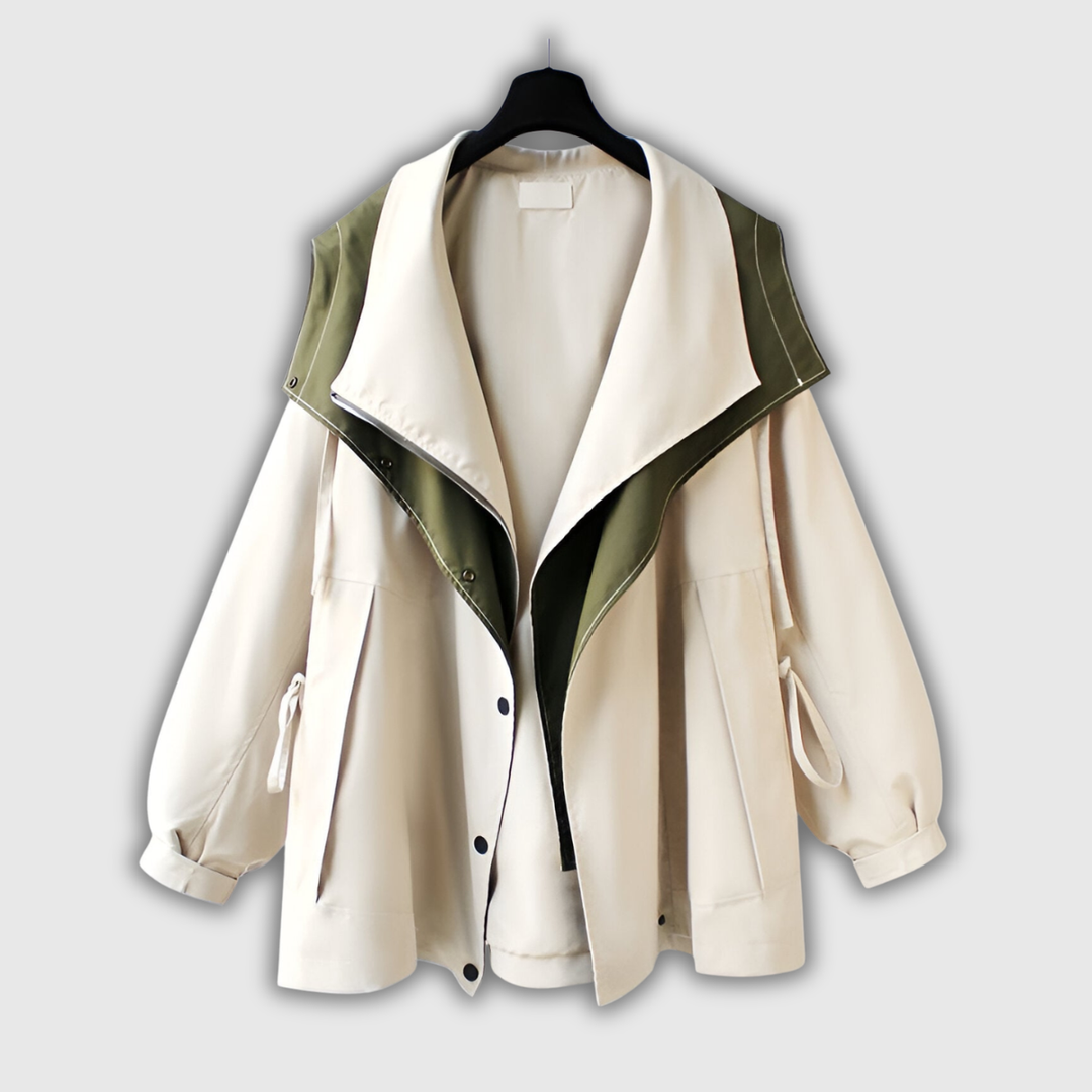 Delfina | Two-Tone Windbreaker with Stand Collar