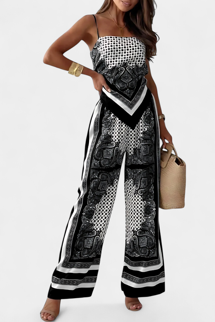 Adelina Paisley Set: Bandeau Top and Wide-Leg Pants