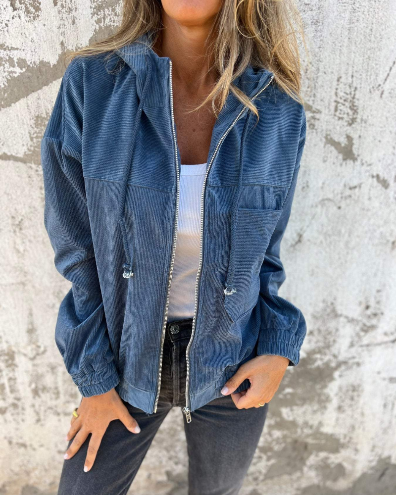 Iris | Hooded Corduroy Zip Jacket
