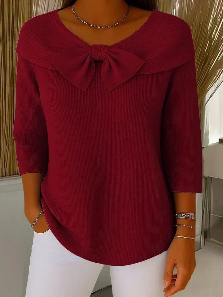 Elena | Sweater with Bow and Round Neckline