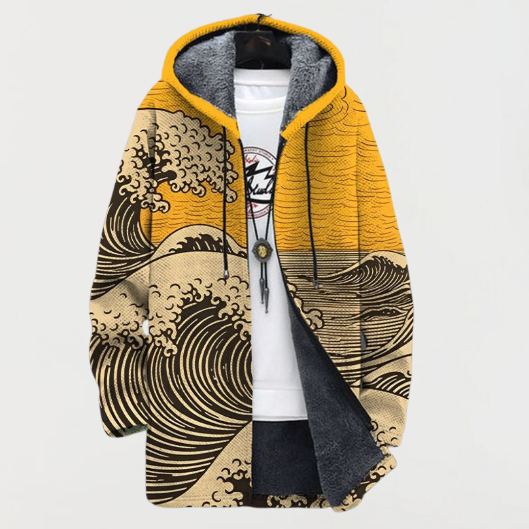 Veronica | Wave-Pattern Hooded Cardigan