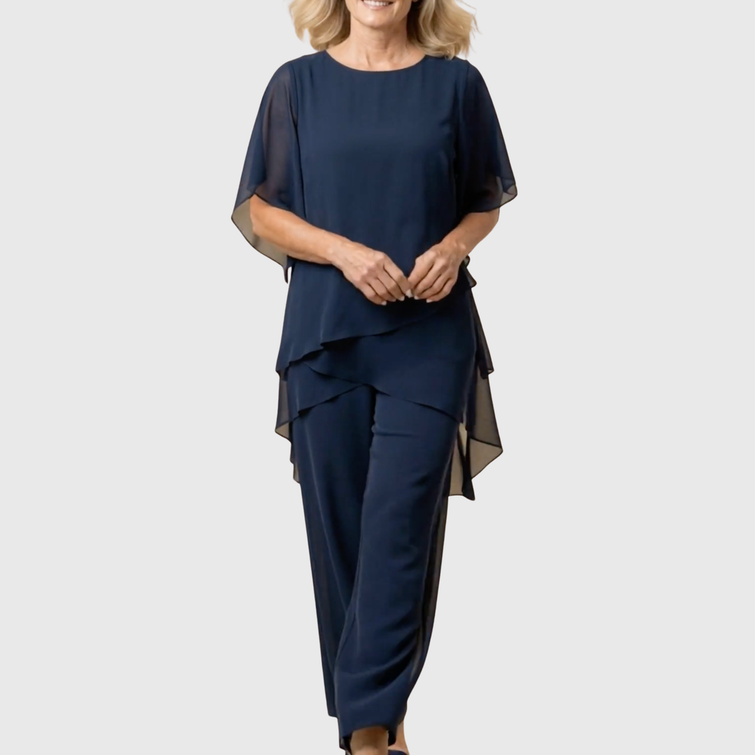 Irene | Suit with draped palazzo pants