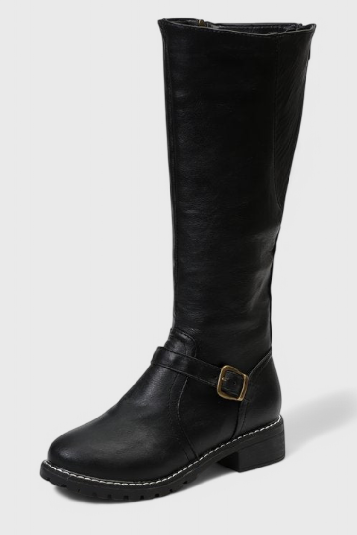 Virginia Buckled High Boots with Zipper Closure