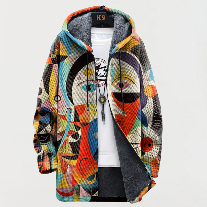 Giuliana | Abstract-Print Hooded Cardigan