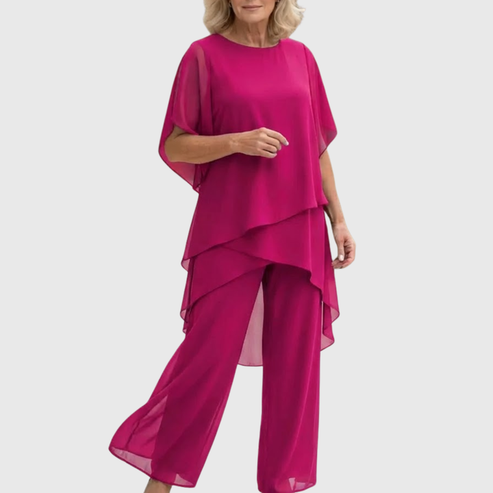 Irene | Suit with draped palazzo pants