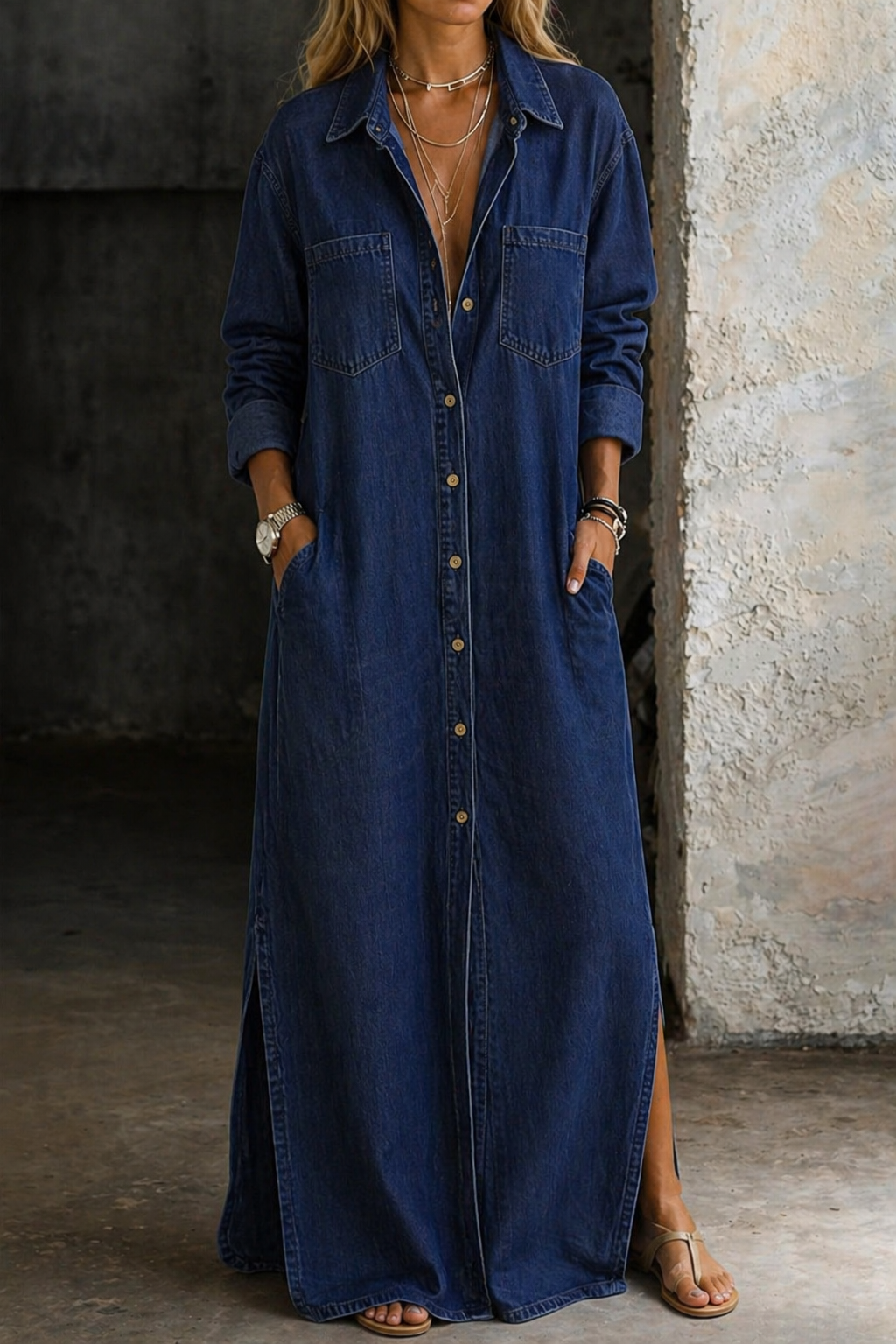Valentina | Button-Front Denim Dress