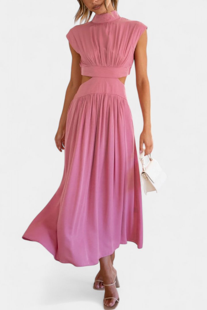 Marina High Neck Top and Flowing Skirt with Side Slits