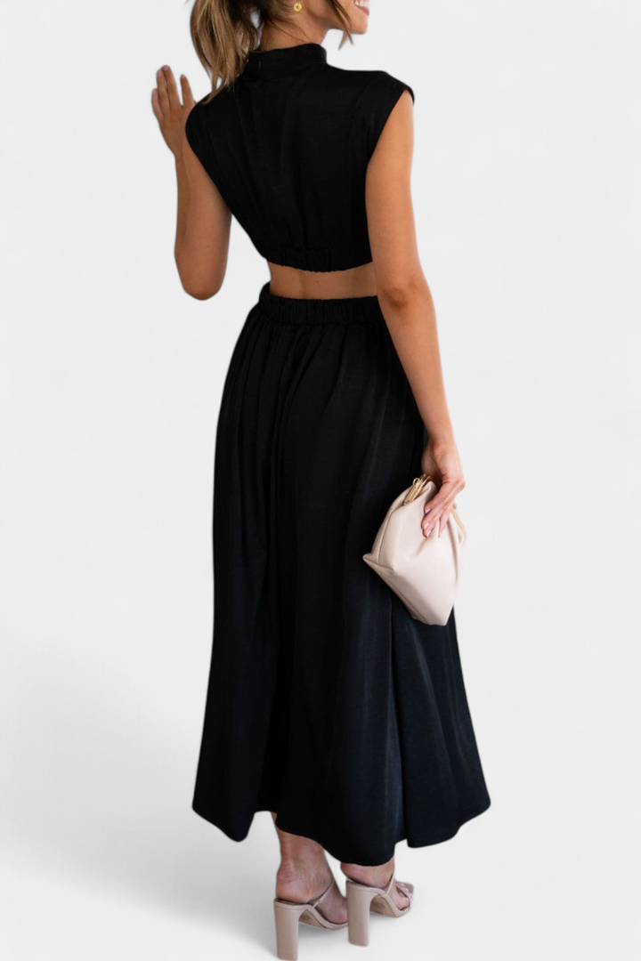 Marina High Neck Top and Flowing Skirt with Side Slits