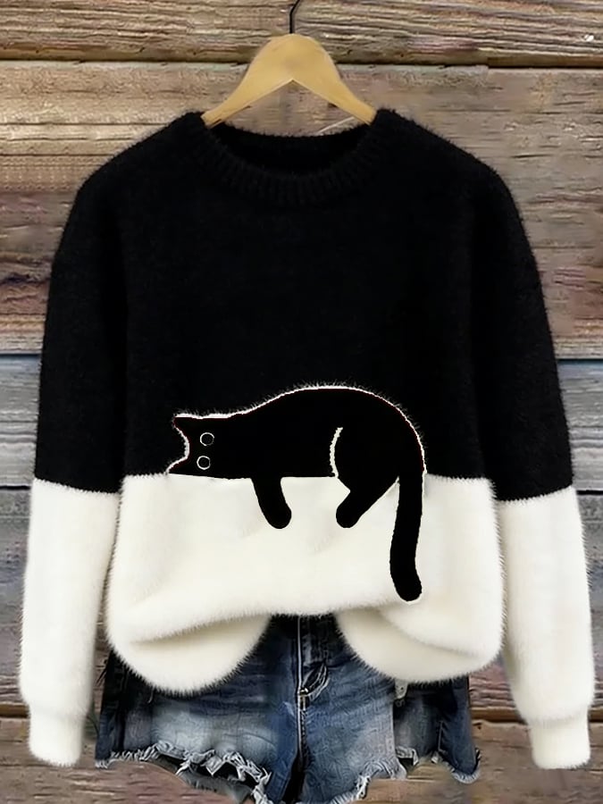 Gemma | Soft Cat Graphic Sweater
