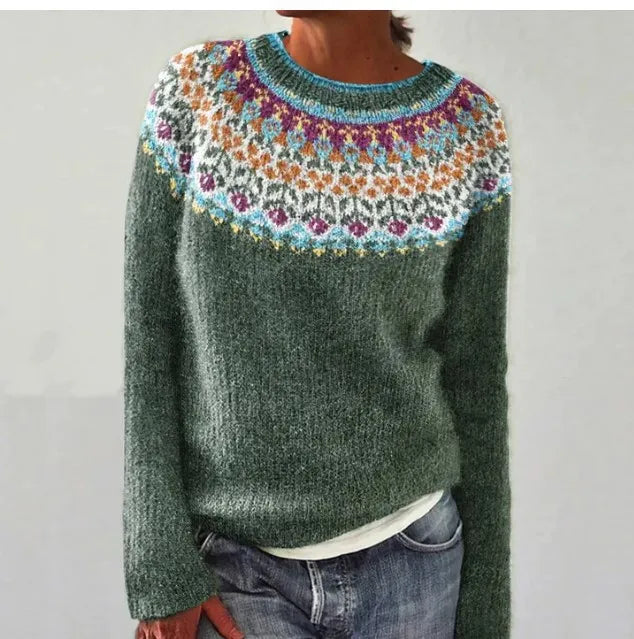 Angela | Nordic-Pattern Cable-Knit Sweater