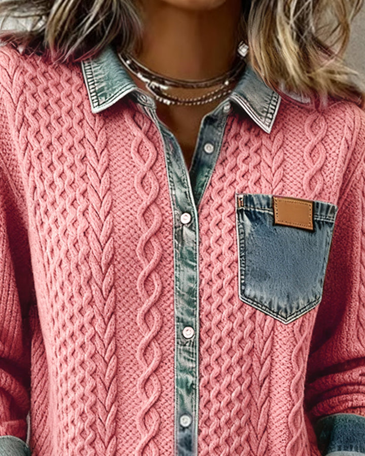 Immacolata | Pink Knitted Denim Sweater