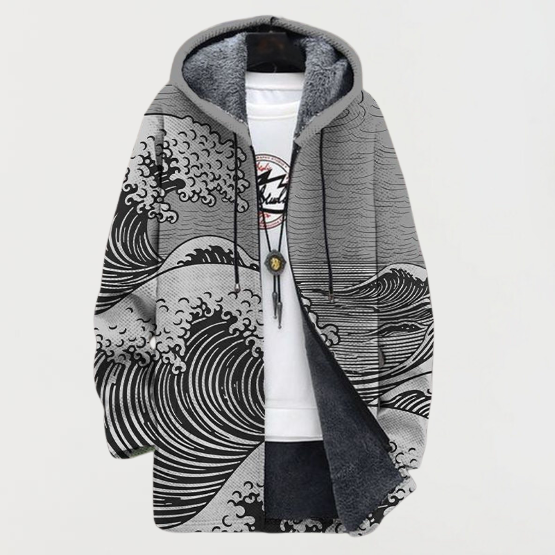 Veronica | Wave-Pattern Hooded Cardigan