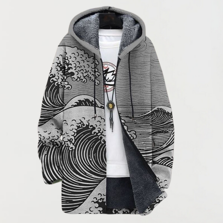 Veronica | Wave-Pattern Hooded Cardigan