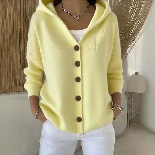 Eva | Hooded Button-Up Knit Cardigan