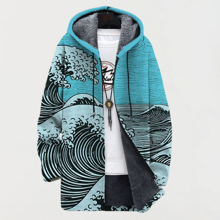Veronica | Wave-Pattern Hooded Cardigan