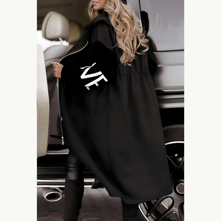 Giulia | Long Hooded Jacket with Knit Sleeves