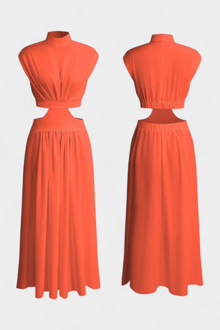 Marina High Neck Top and Flowing Skirt with Side Slits