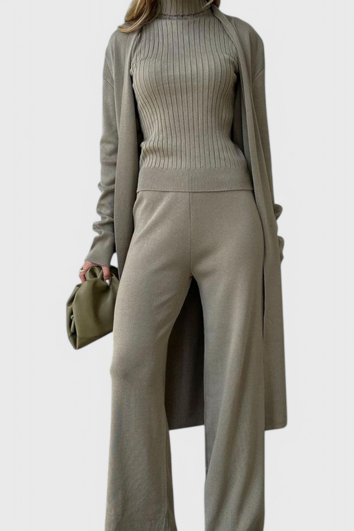 Cristina Elegant Cut 3-Piece Soft Knit Ensemble