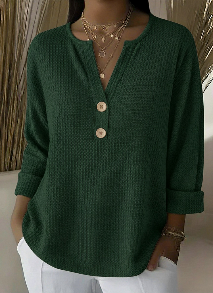 Milena | Waffle Knit Henley Top