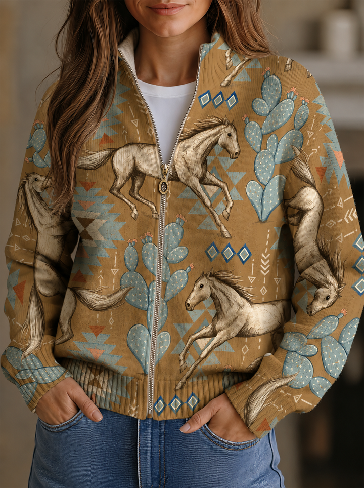Irene | Desert Print Zip Cardigan