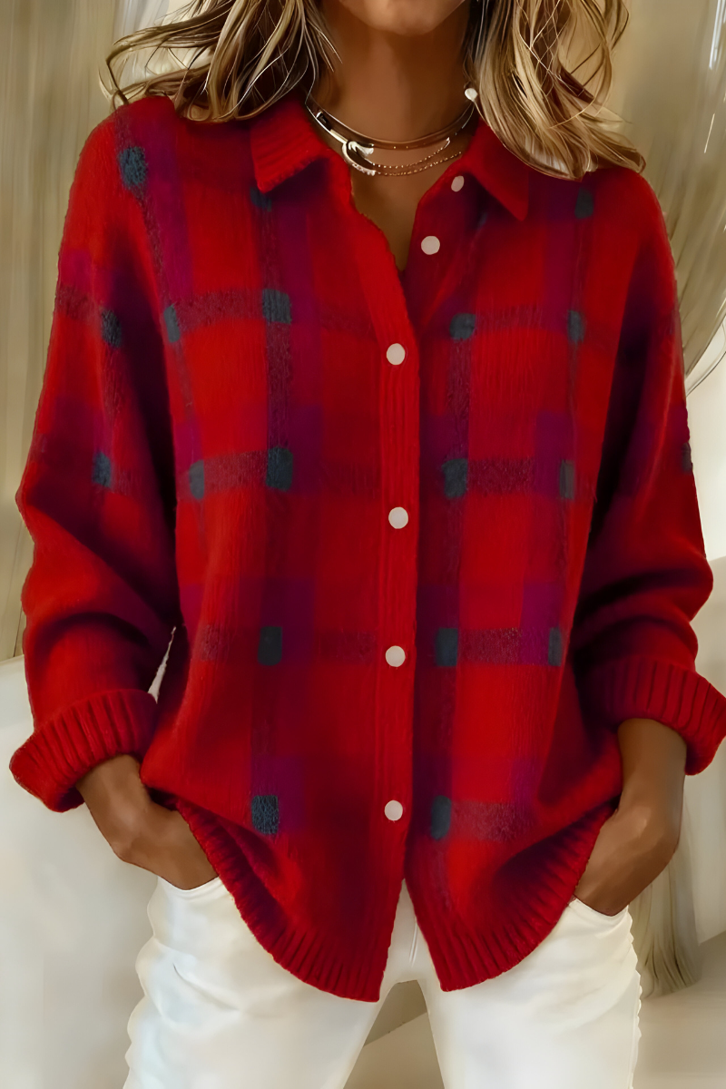 Fabiana | Plaid Knit Shirt Jacket