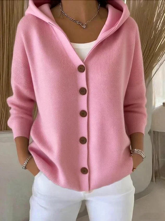 Eva | Hooded Button-Up Knit Cardigan