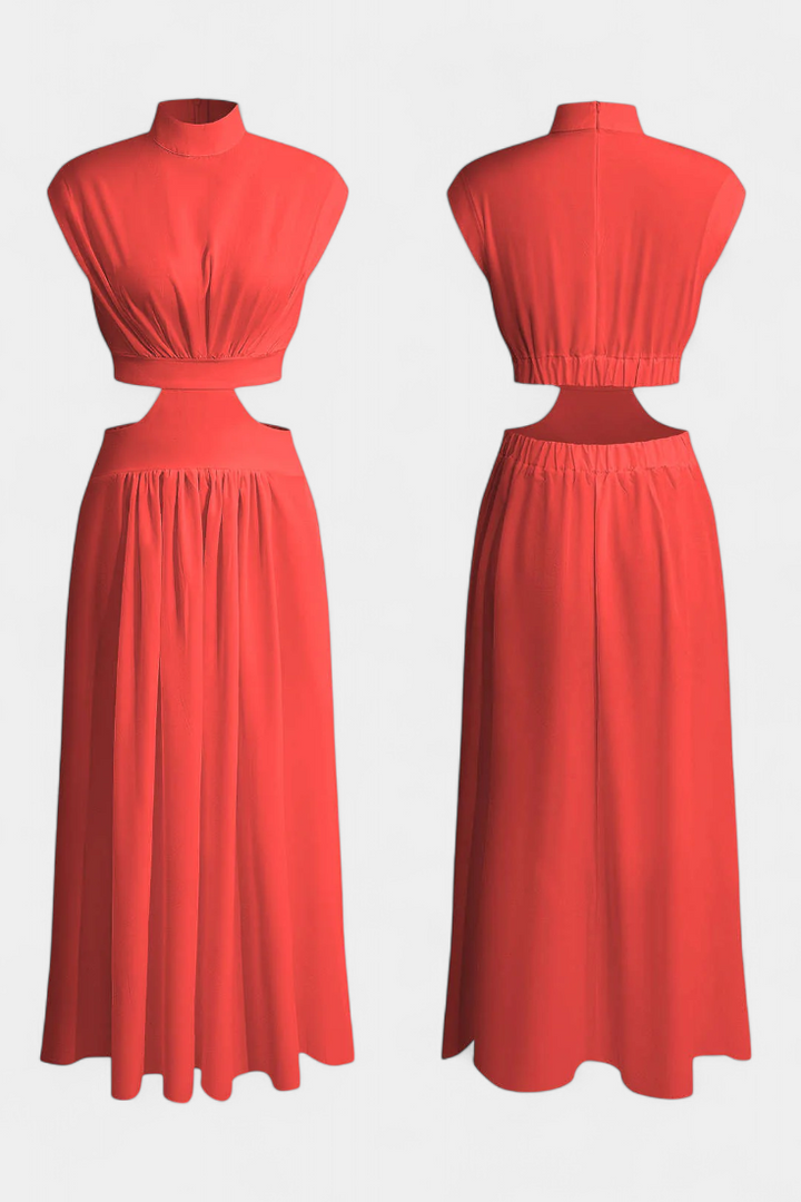 Marina High Neck Top and Flowing Skirt with Side Slits