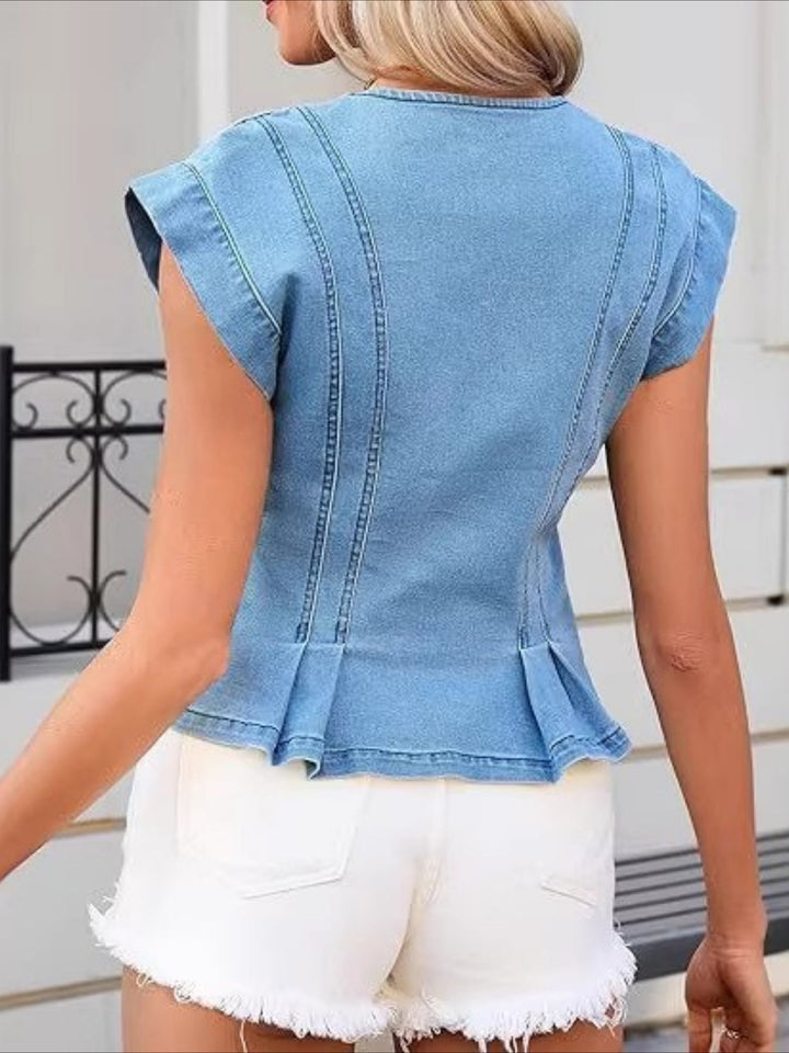 Emma | V-Neck Denim Top