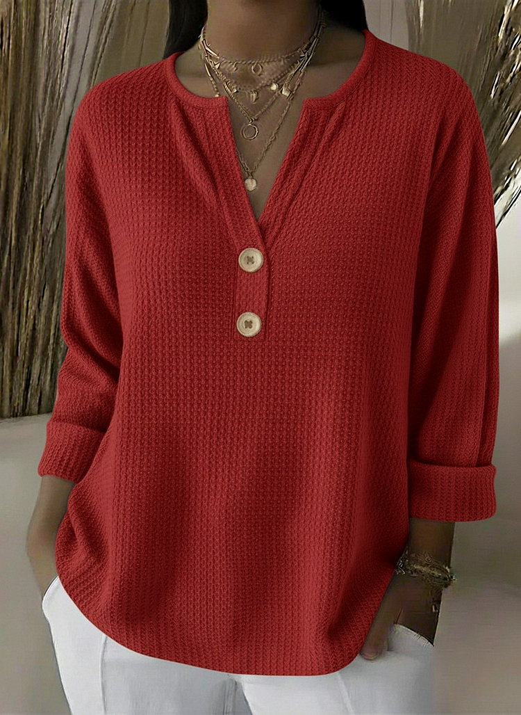 Milena | Waffle Knit Henley Top