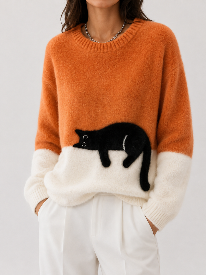 Gemma | Soft Cat Graphic Sweater