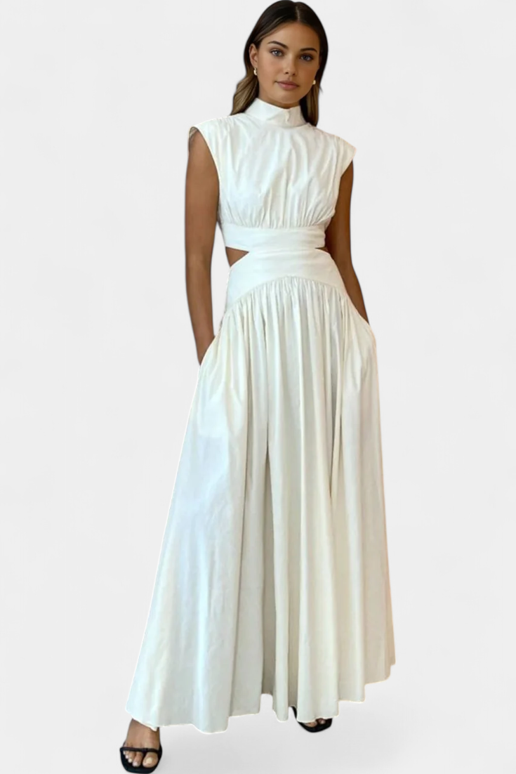 Marina High Neck Top and Flowing Skirt with Side Slits