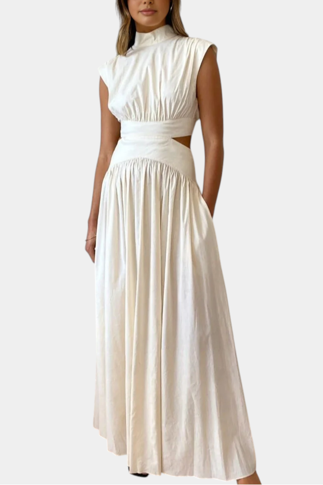 Marina High Neck Top and Flowing Skirt with Side Slits