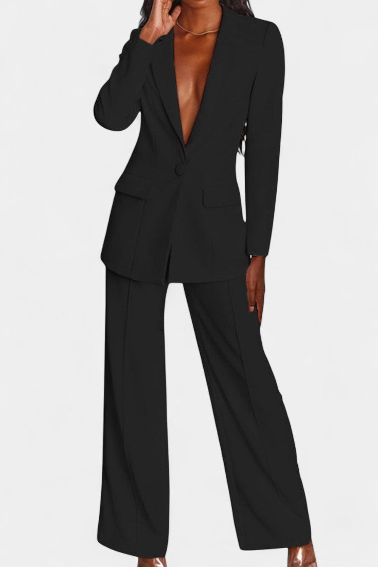 Agnesina Blazer and High-Waisted Pants Ensemble