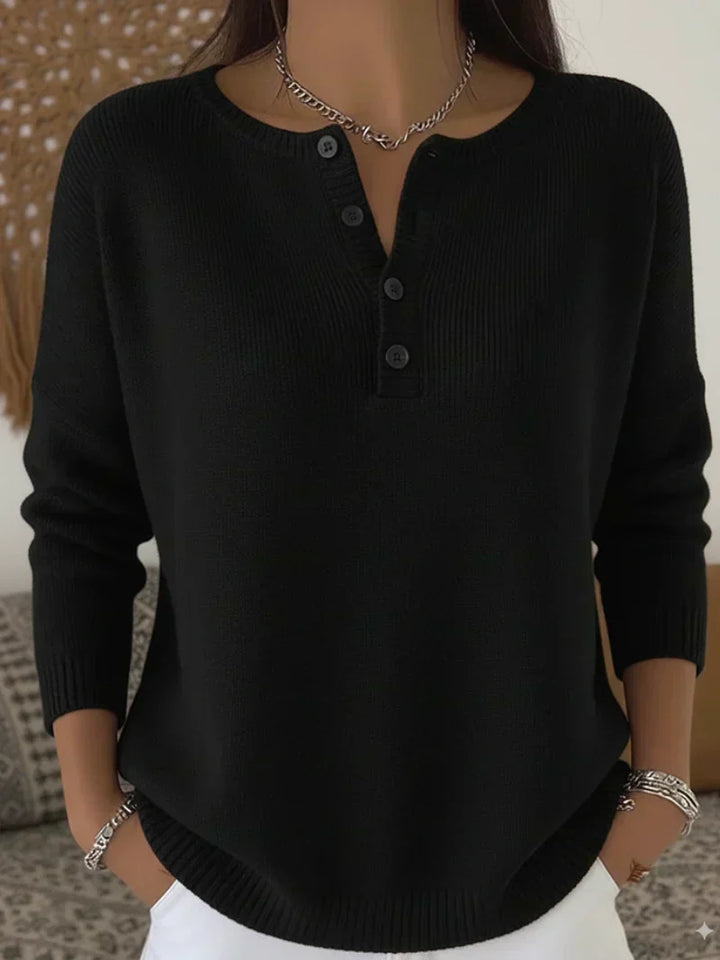 Isotta | Henley Button Knit Sweater