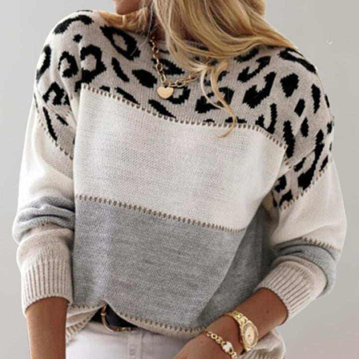 Ivana | Leopard-Accent Knit Sweater