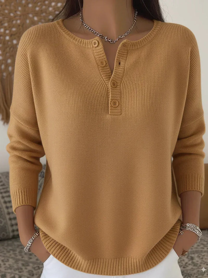 Cristina | Henley Button-Up Knit Sweater
