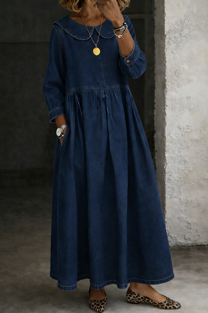 Alma | Peter Pan Collar Denim Dress