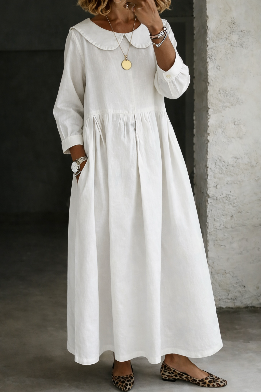 Alma | Peter Pan Collar Denim Dress