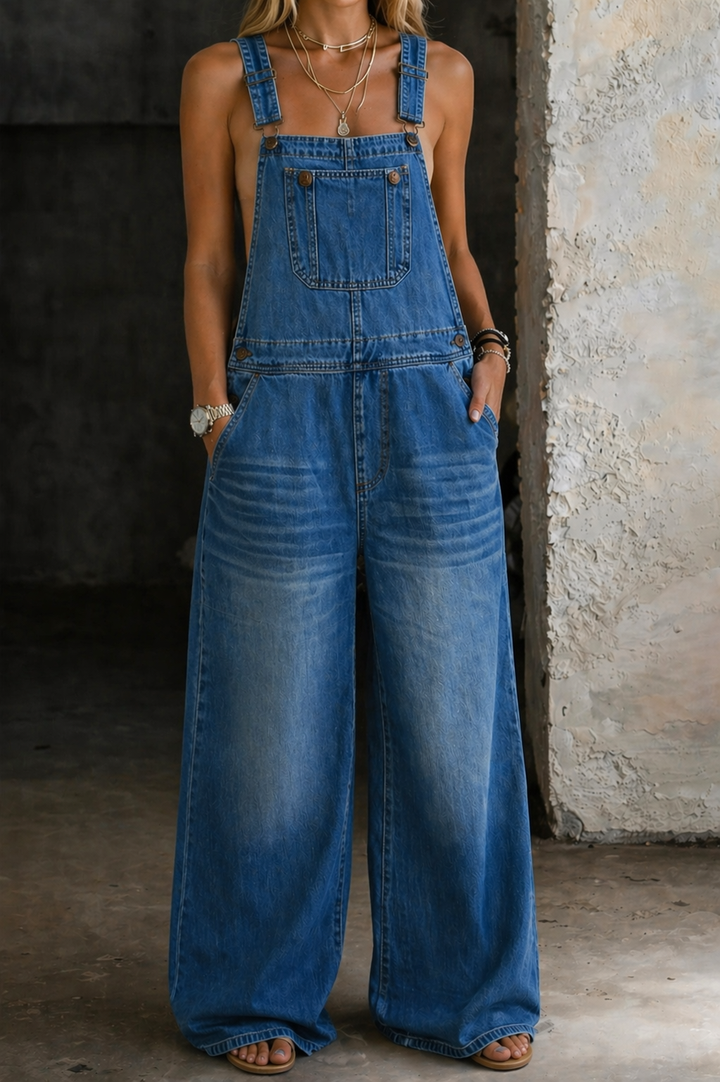 Marta | Elastic-Waist Denim Overalls