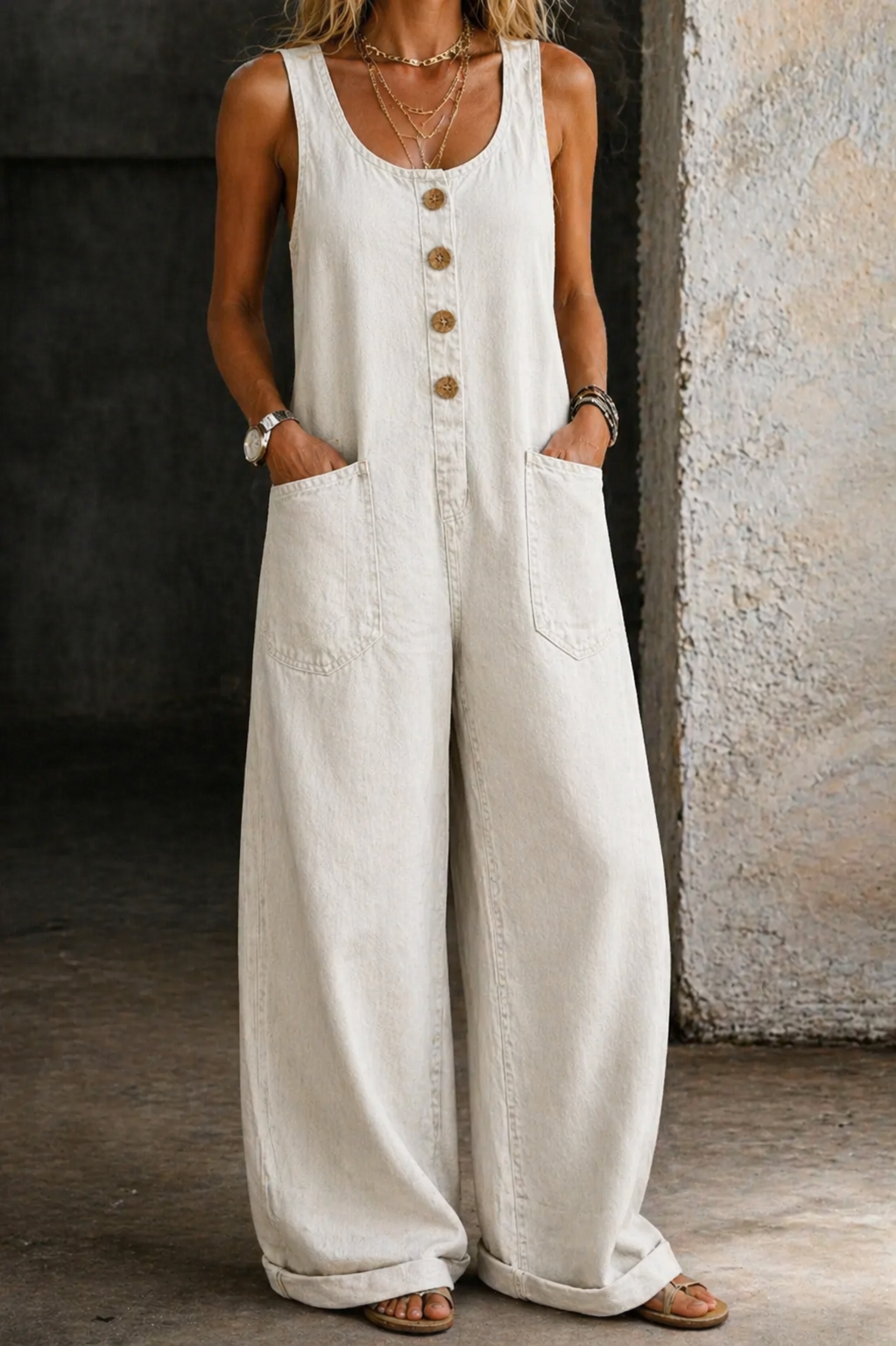 Rosalia | Vintage-Wash Cotton Denim Overalls