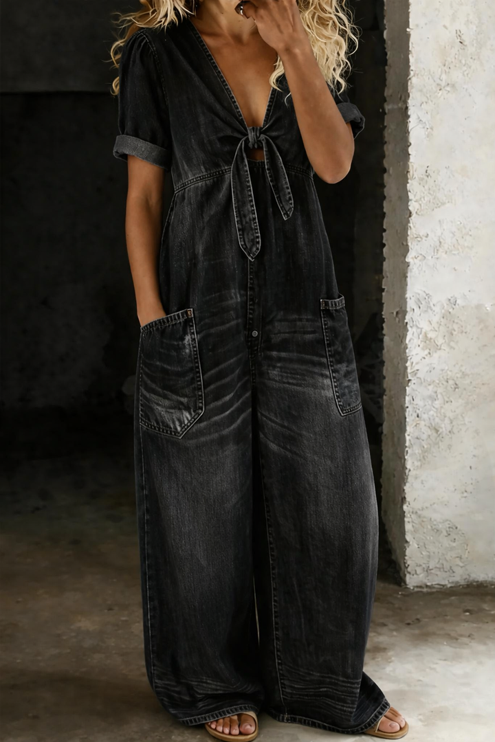 Rosalba | Short-Sleeve V-Neck Jumpsuit