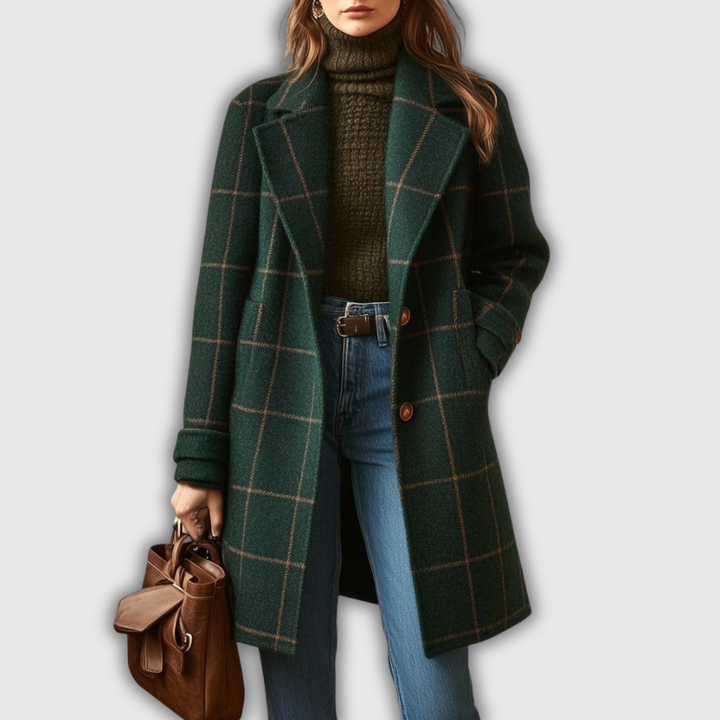 Elisa | Plaid Wool-Blend Lapel Coat