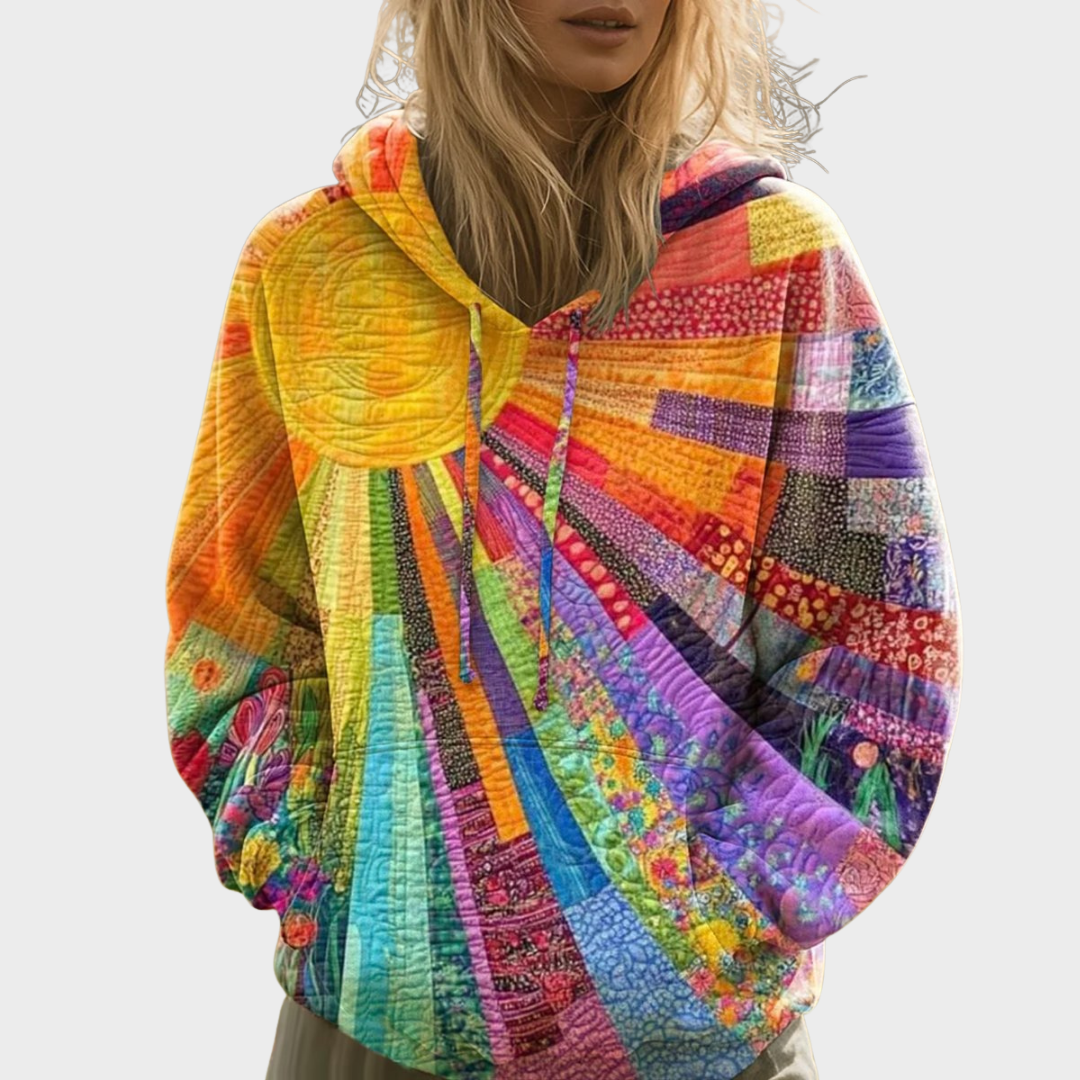Costanza | Colorful Patchwork Sun-Print Hoodie