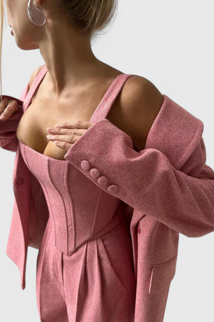 Livia Three-Piece Suit Ensemble Featuring a Tailored Corset