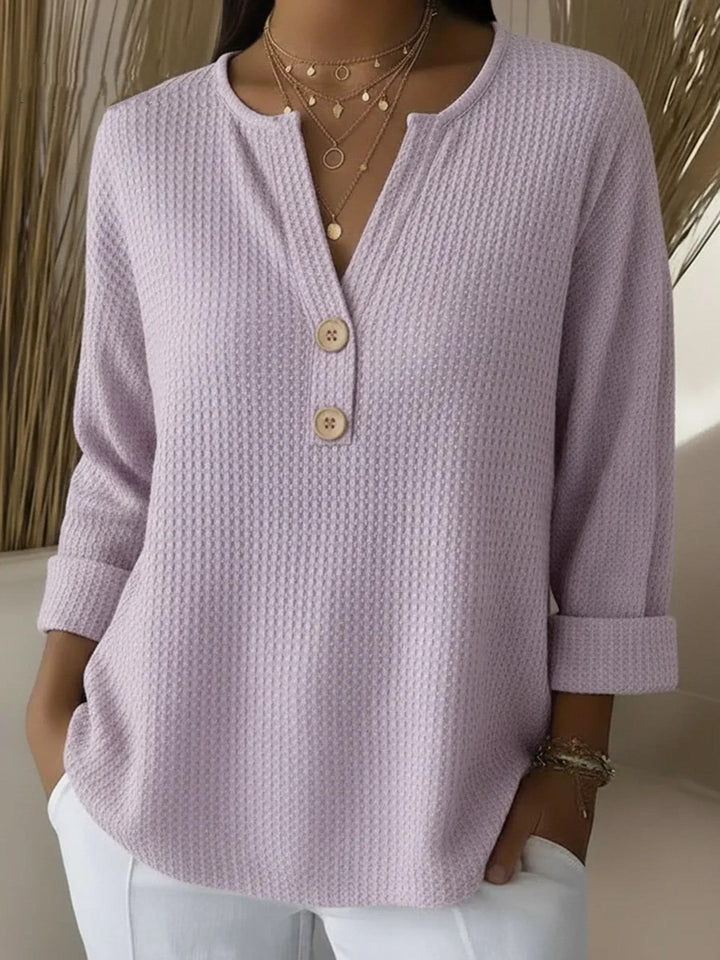Milena | Waffle Knit Henley Top